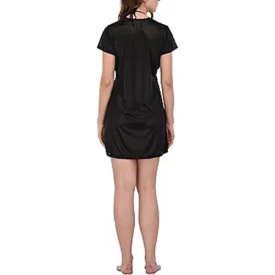 Satin Nightwear Set - Black - Image 3
