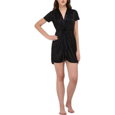 Satin Nightwear Set - Black