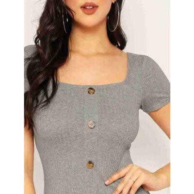 Grey One-Piece Beautiful Designer Dress | Half Sleeves - Image 4