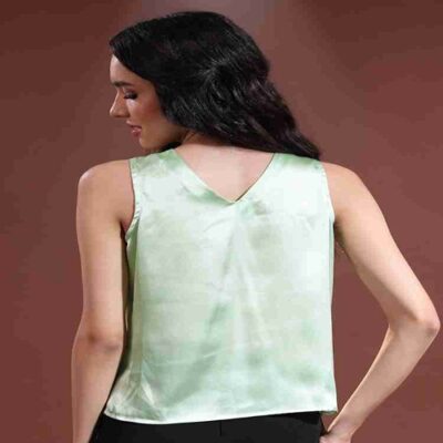 Halter-Neck Top with Sleeveless | Ruched Neck Collar - Image 2